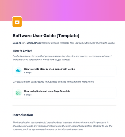 Software User Guide Template | Scribe