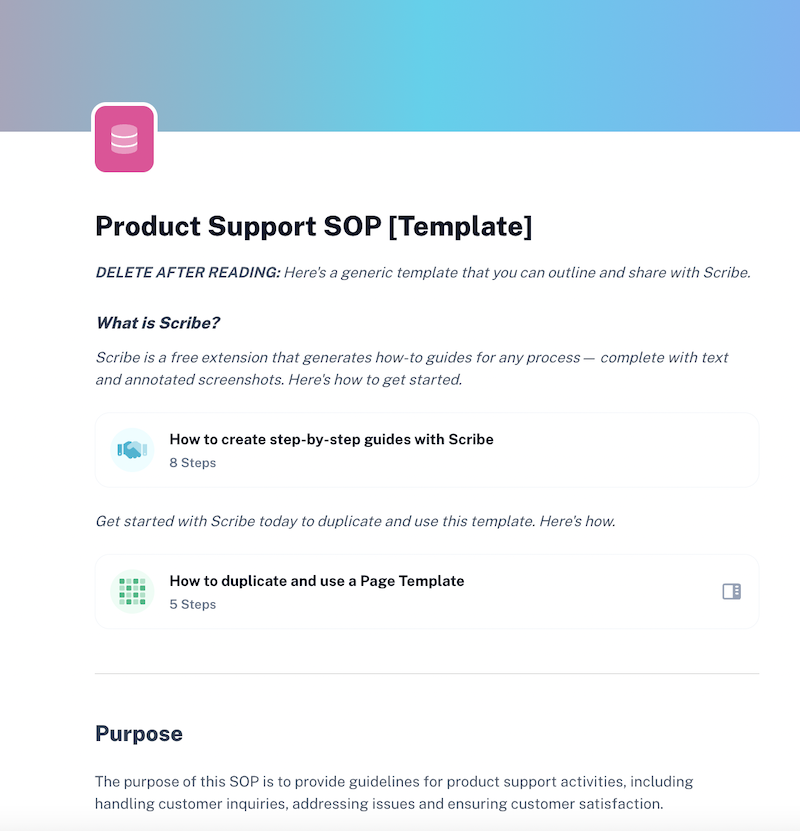 Product Support SOP Template | Scribe