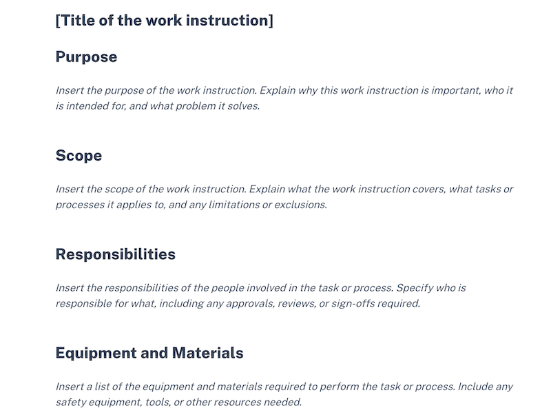 Work Instructions Template | Scribe