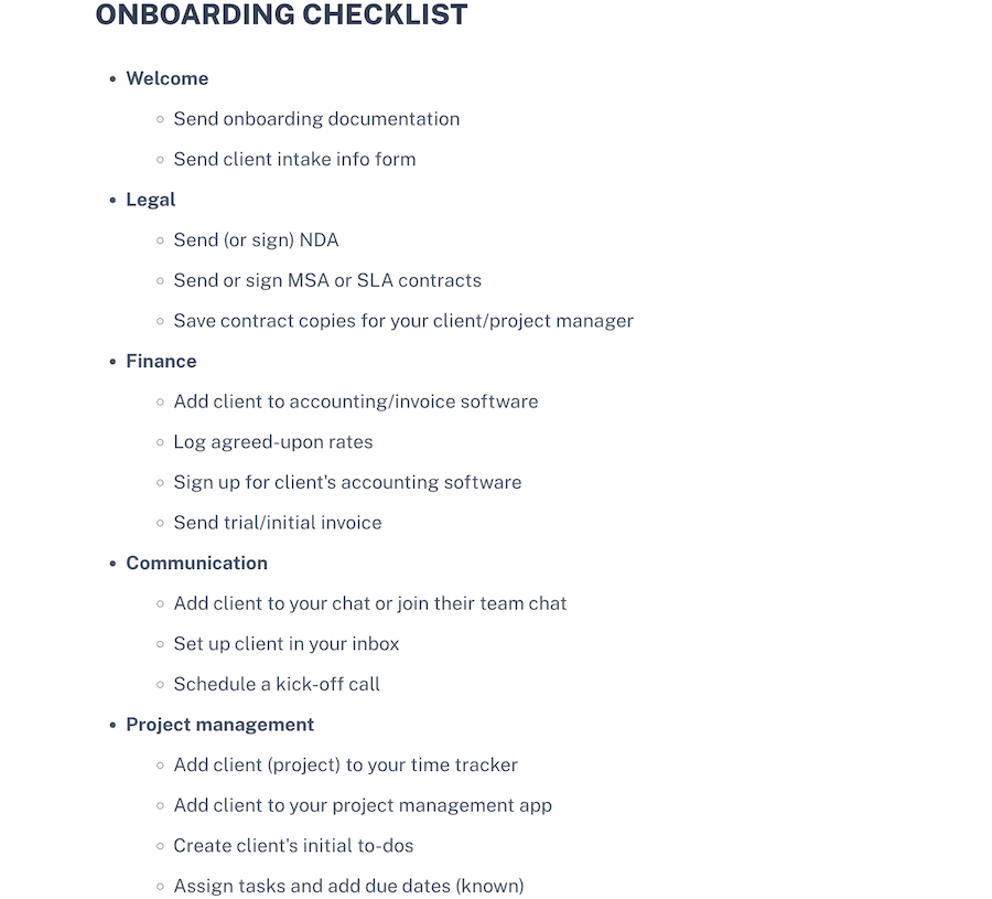 Client Onboarding Checklist and Plans | Scribe