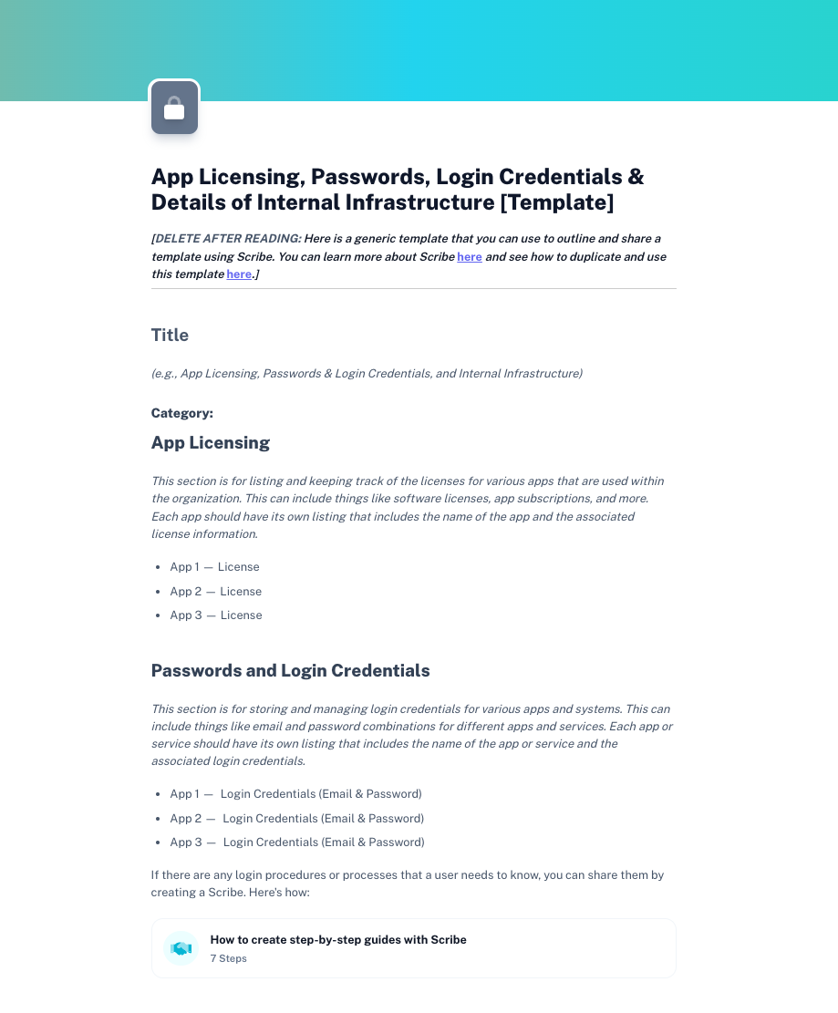 Scribe App Licensing Template - MSP templates/MSP documentation templates