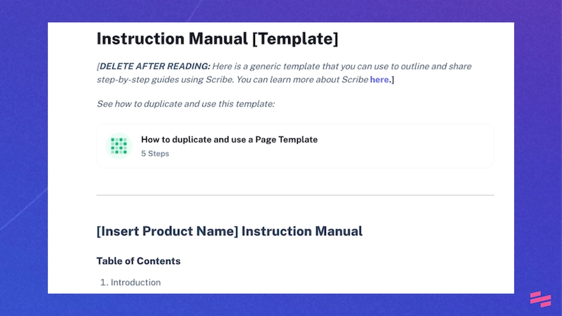 Free instruction manual template