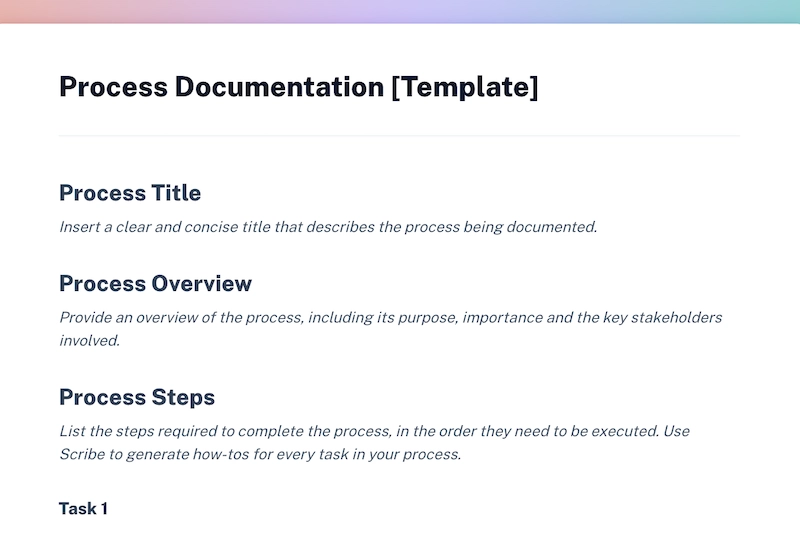 Free process documentation template