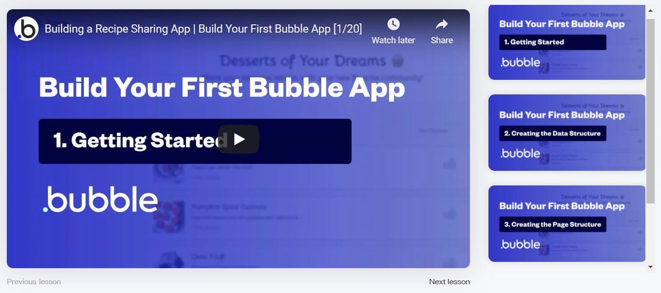 Bubble.io video tutorials