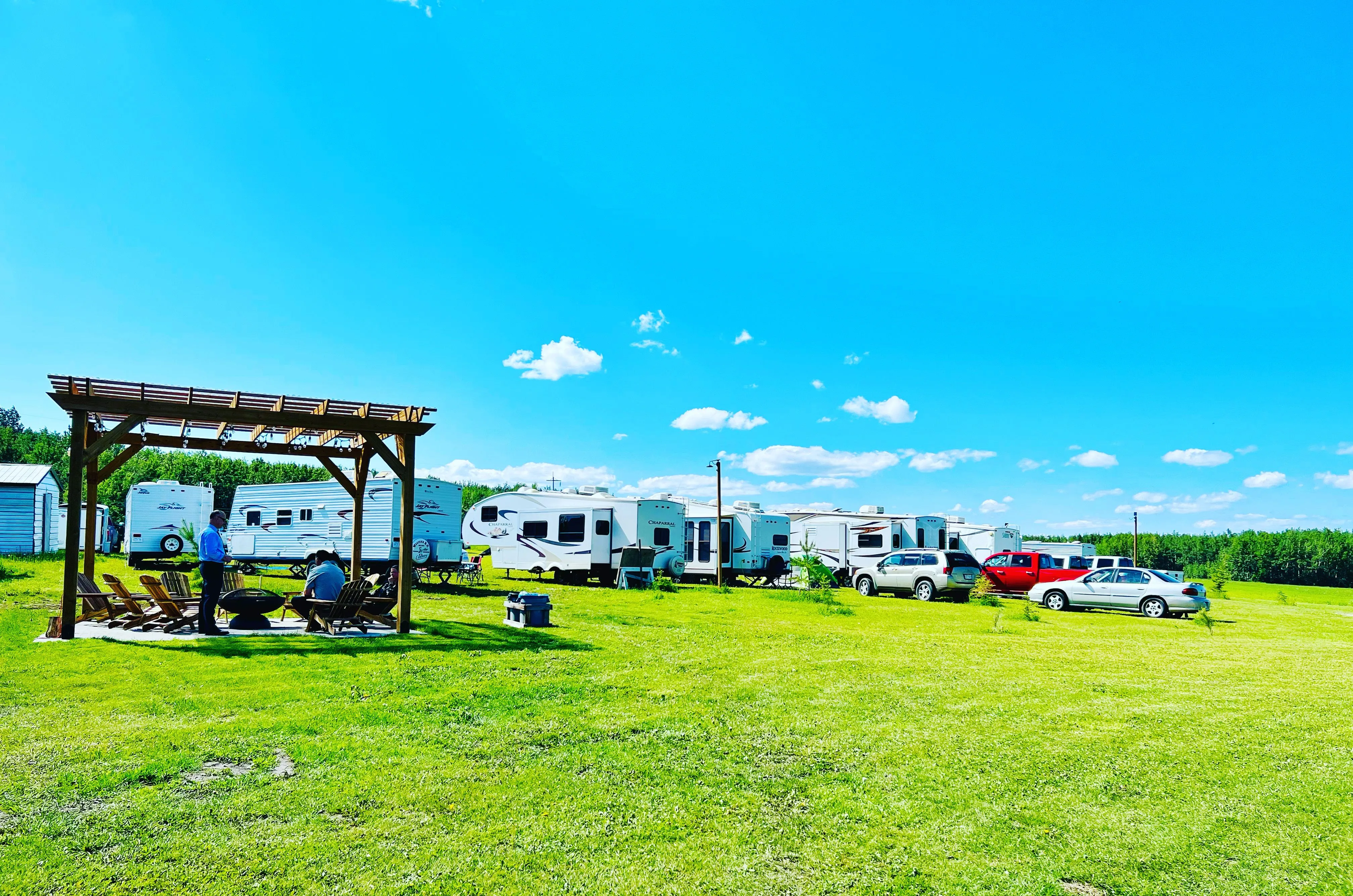 Photo of trailers and R.V's set up for camping