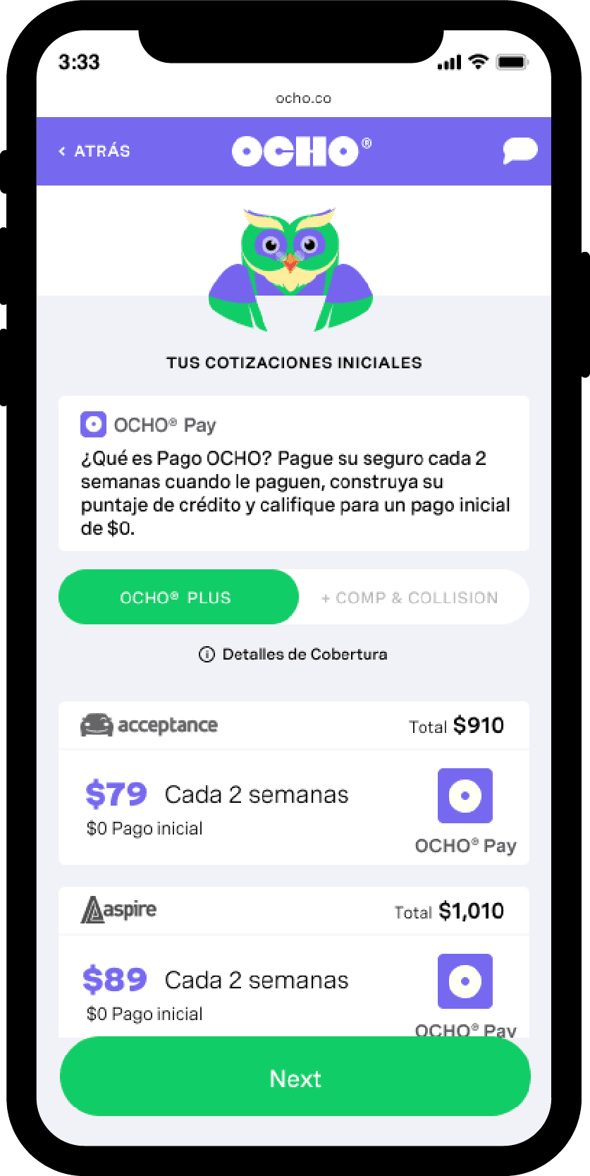 OCHO Insurance Un Comienzo Justo