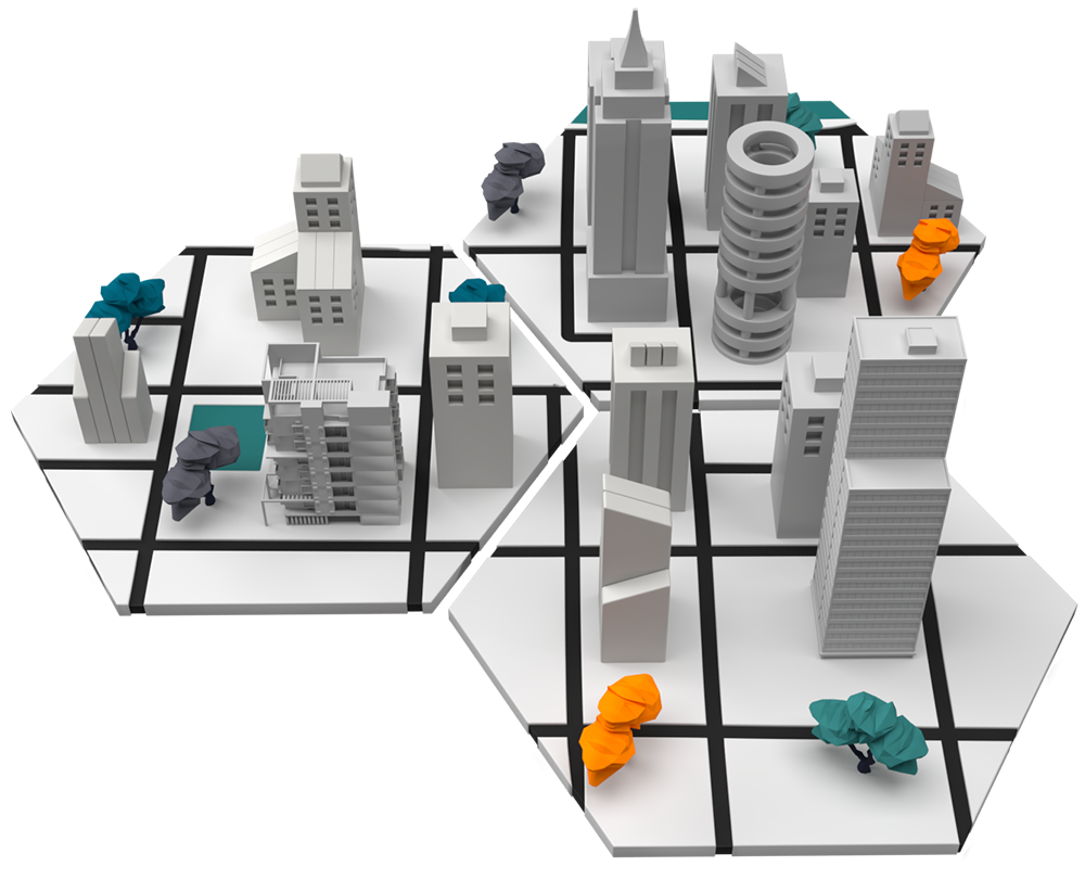 Three section City tile