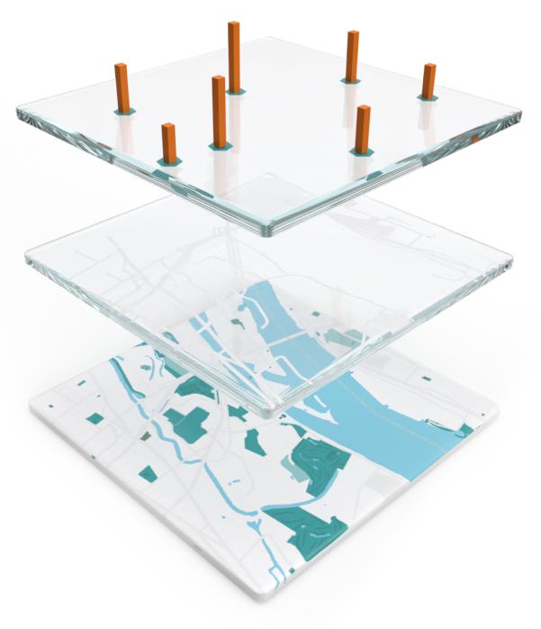Stacked map graphics