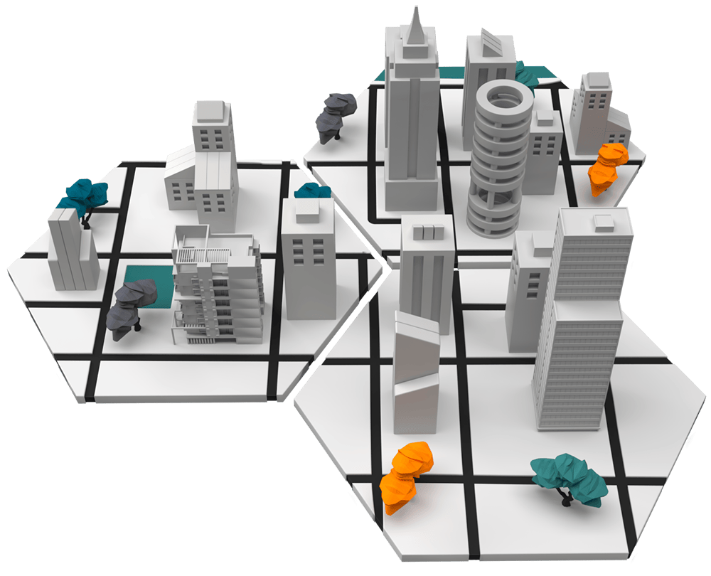 Three section City tile