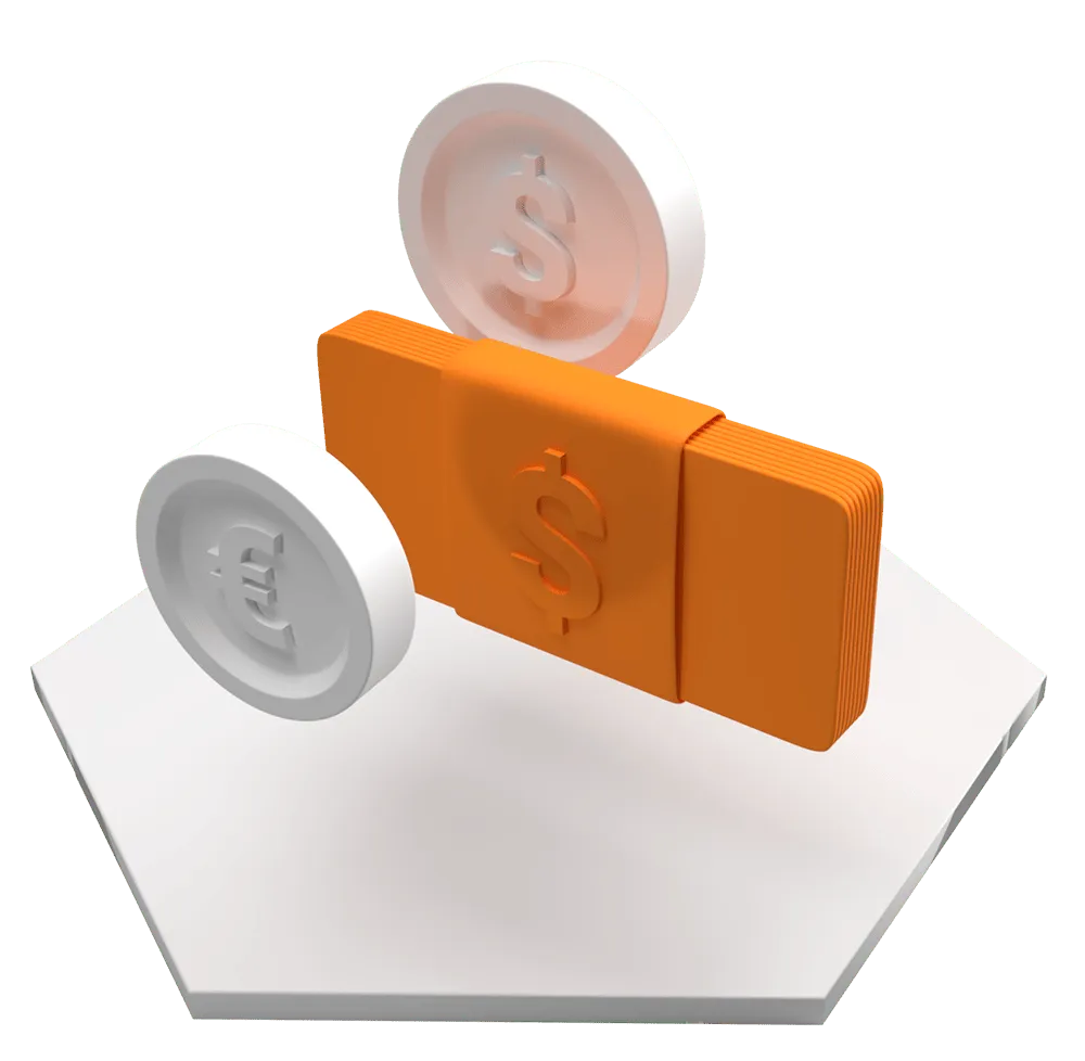 Money, two coins and a dollar bill