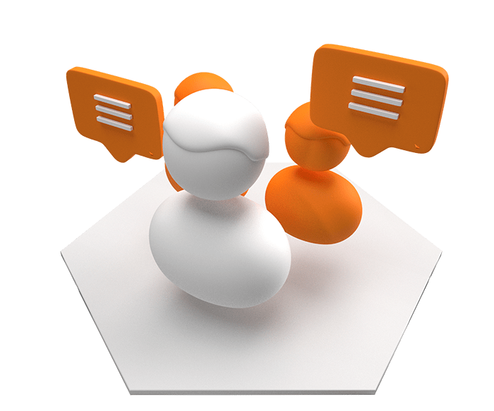 Unacast for Consultancies: 3D icon of Consultants with chat bubbles