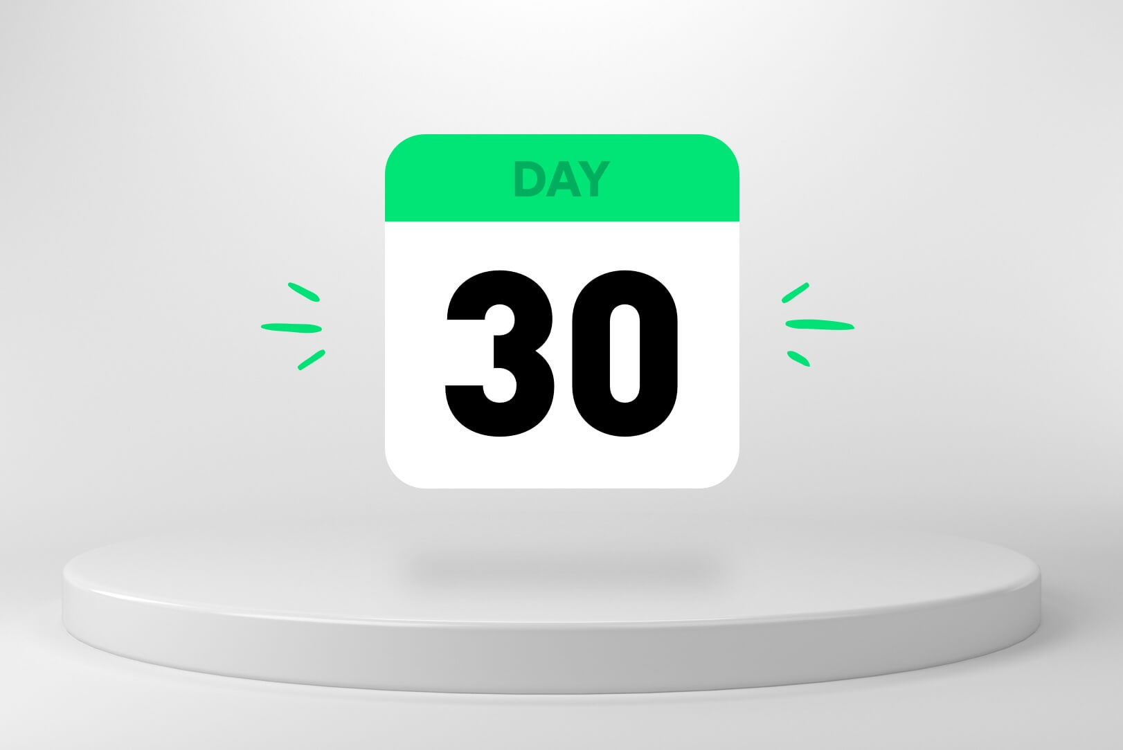 Calendar icon with the number thirty referencing the 30 day rule for saving money