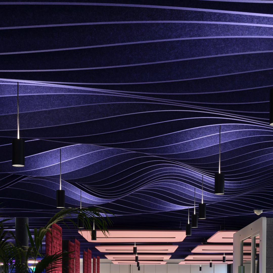 Wave morph bespoke bafflesysteem plafondpanelen