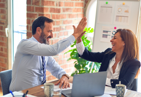 happy team members meeting customers' expectations