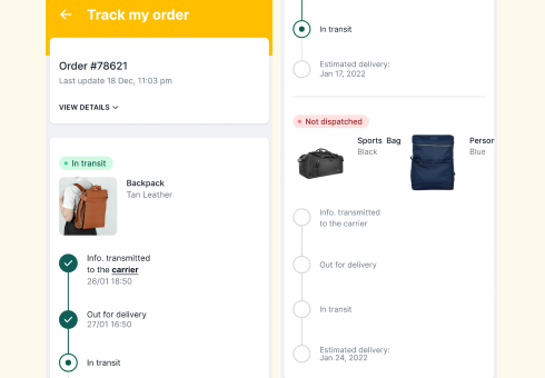 mobile application to track order status