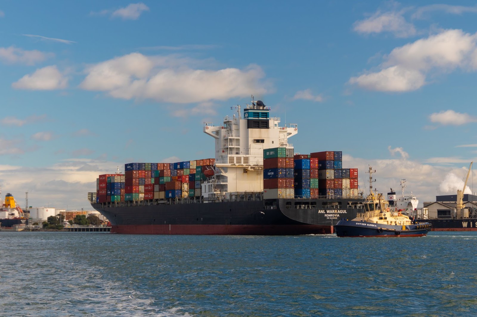 Image of a freight ship loaded with cargo