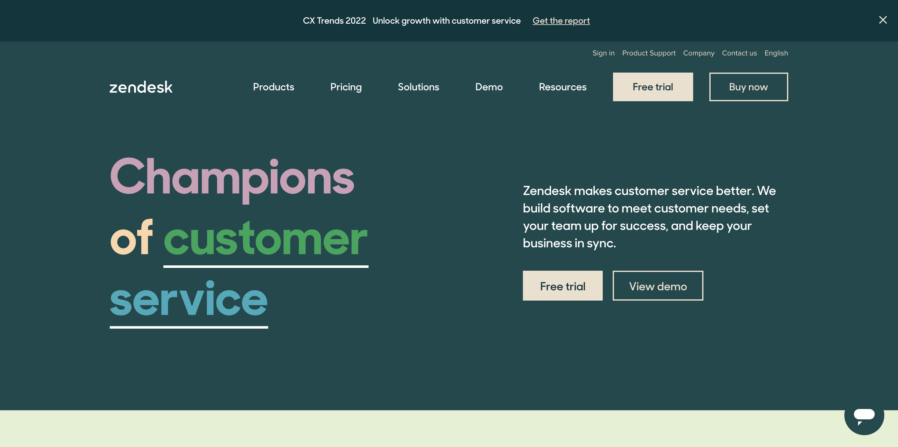 Zendesk homepage