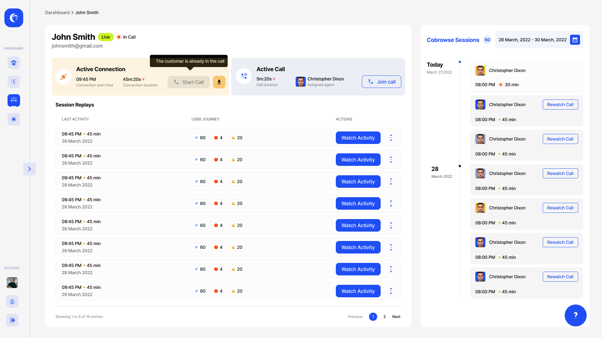 Fullview Customer Details page UI
