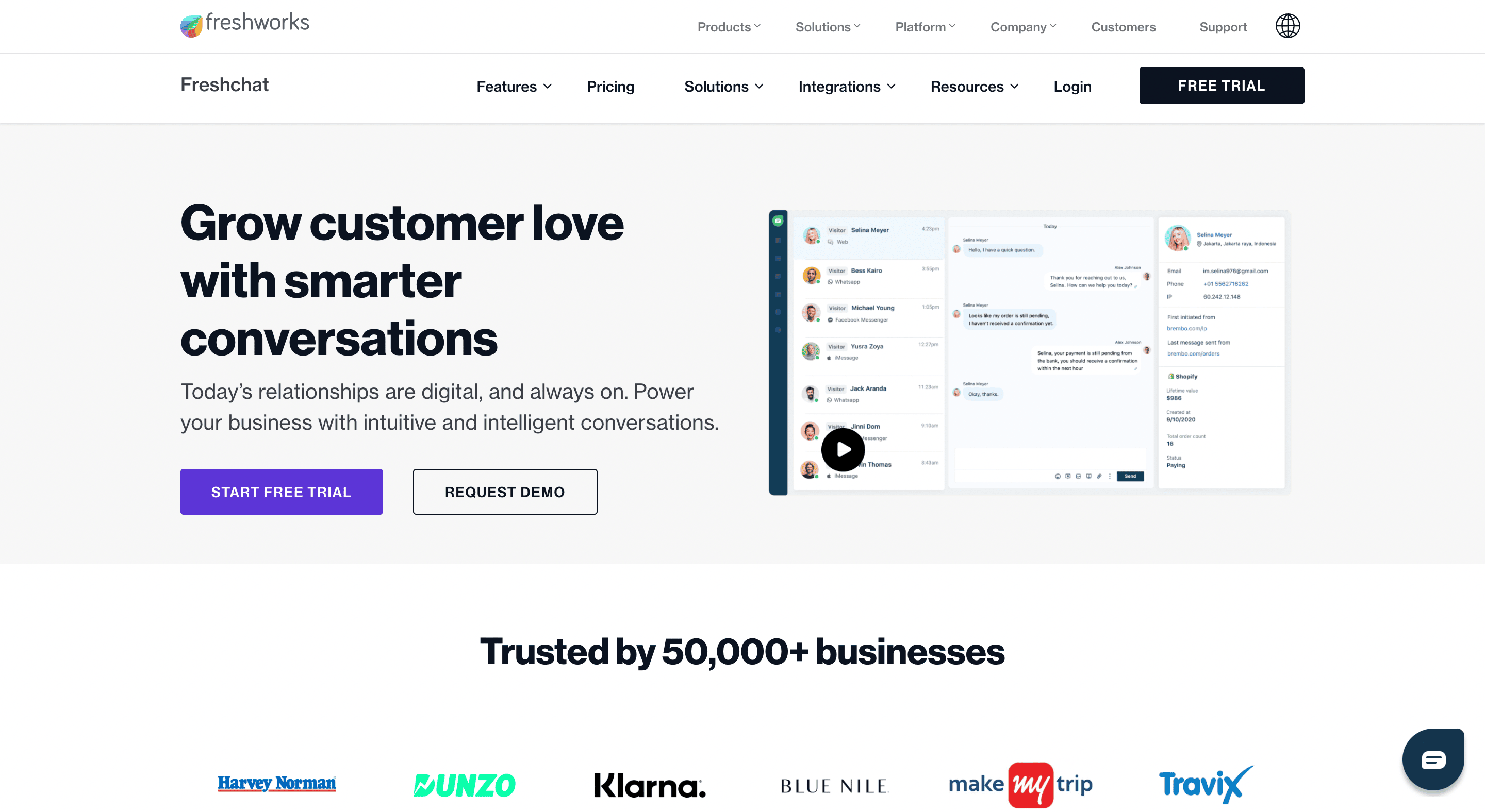 freshchat homepage
