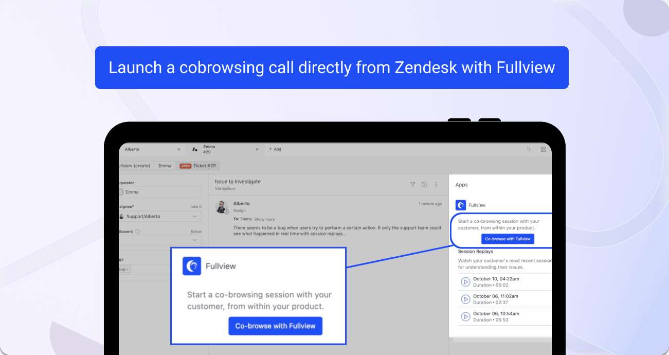 Cobrowsing in Zendesk