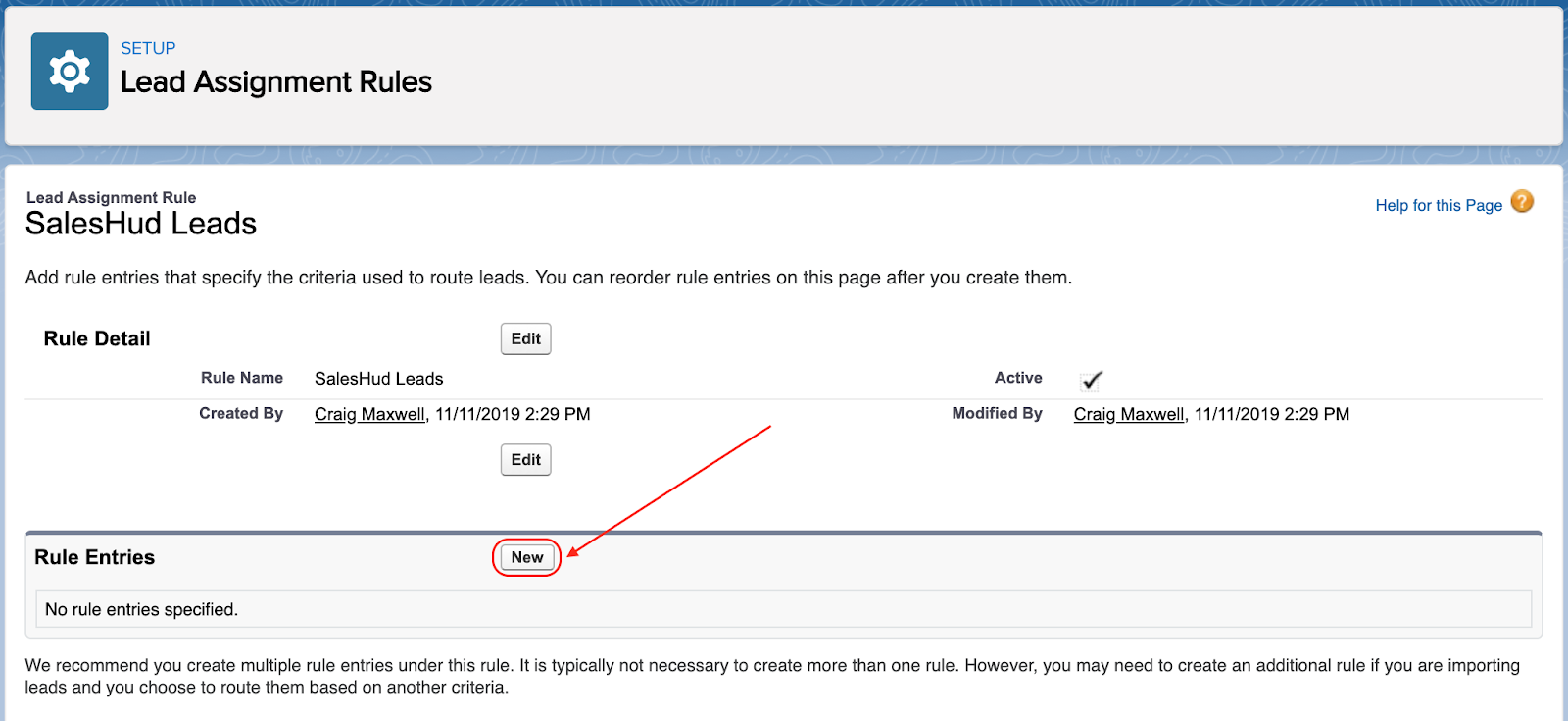 Creating the lead assignment rule