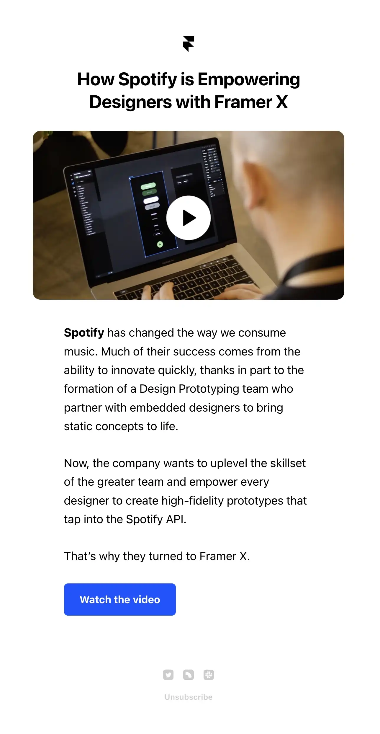 Framer email case study example Emailspiration