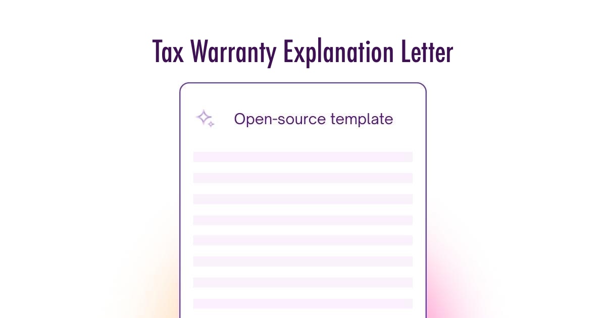 Tax Warranty Explanation Letter Template UK