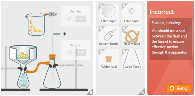 A still from an interactive from our pre-lab chemistry resource package