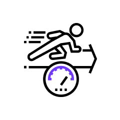Icon of a person running with a speedometer below them