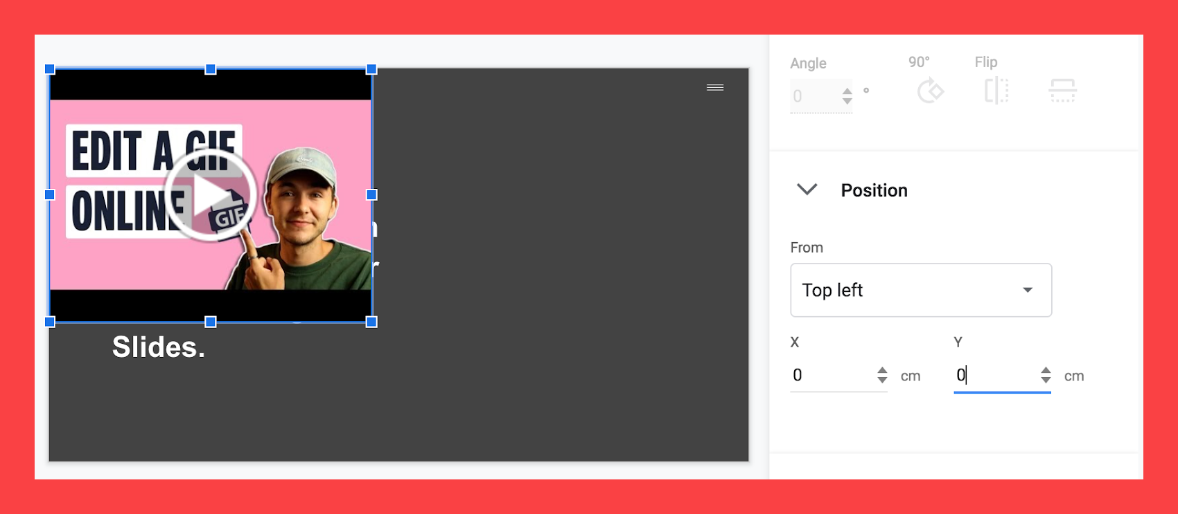 how to crop a video on google slides