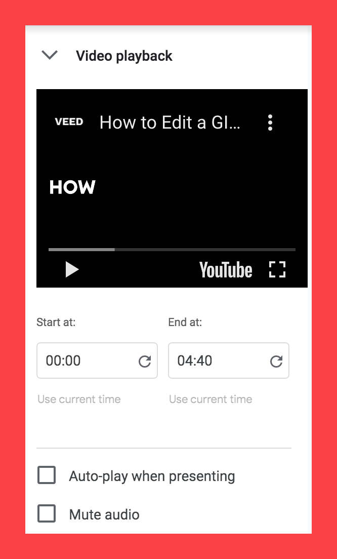 google presentation add video