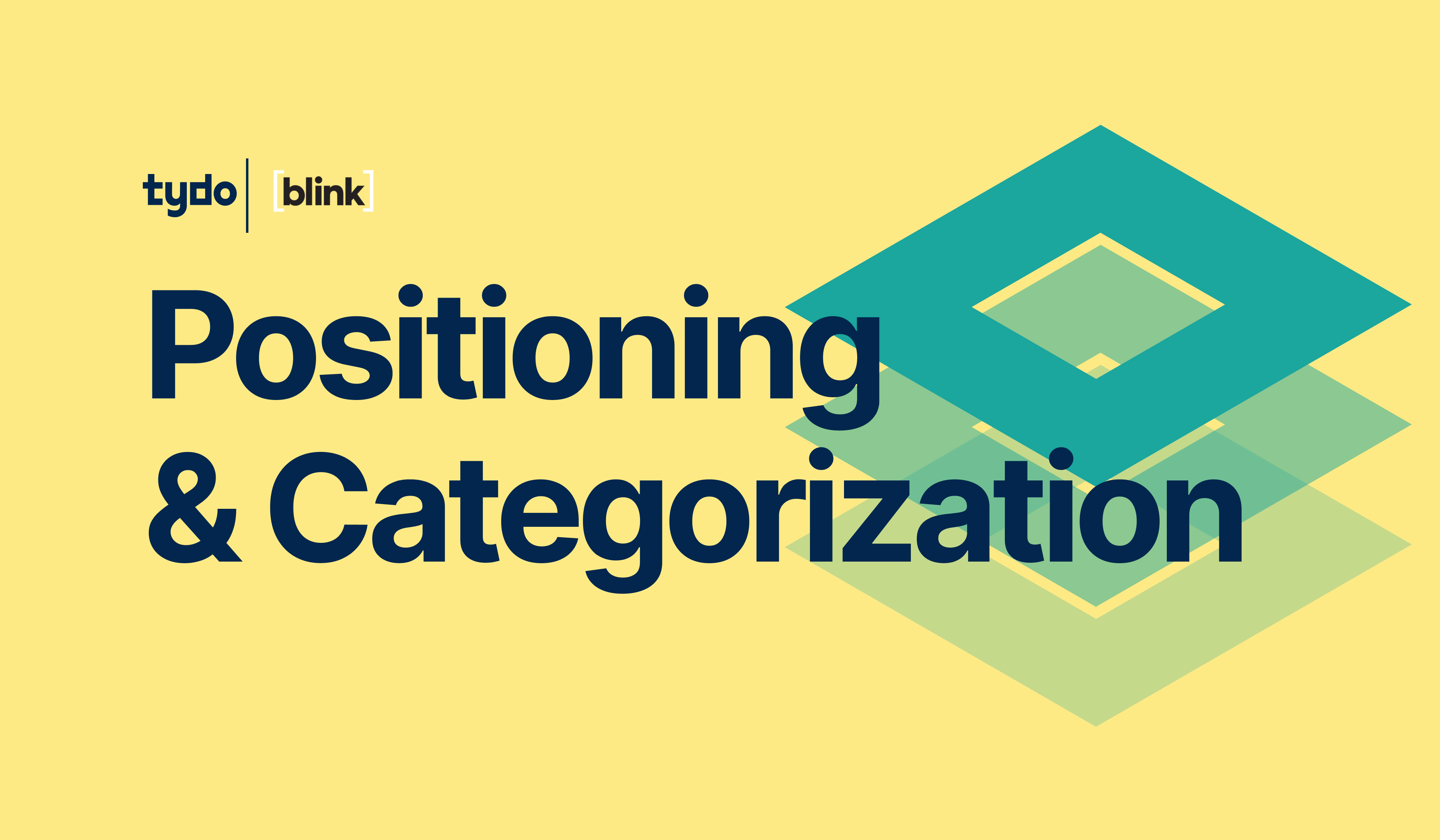 Yellow background with the Tydo and Blink SEO logos with blue text that says "Positioning & categorization" 