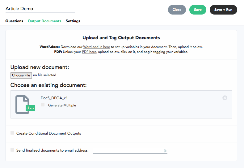 Generate multiple documents document automation