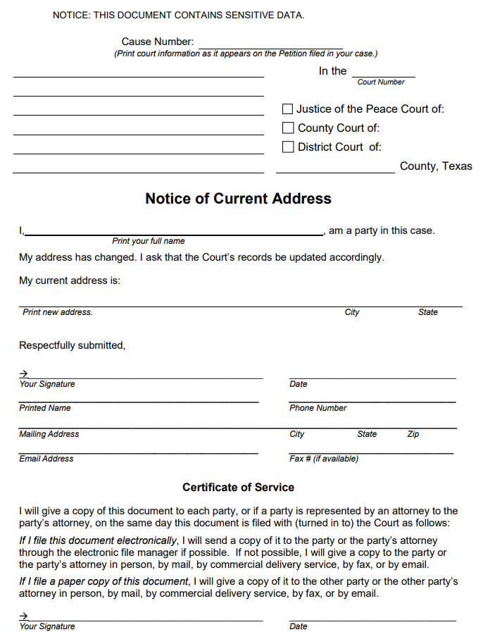Get The Texas Notice of Current Address App