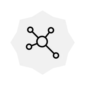 an icon showing connected nodes to show how websites can connect with one another for link building services