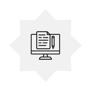 a computer and article icon to represent content marketing guide