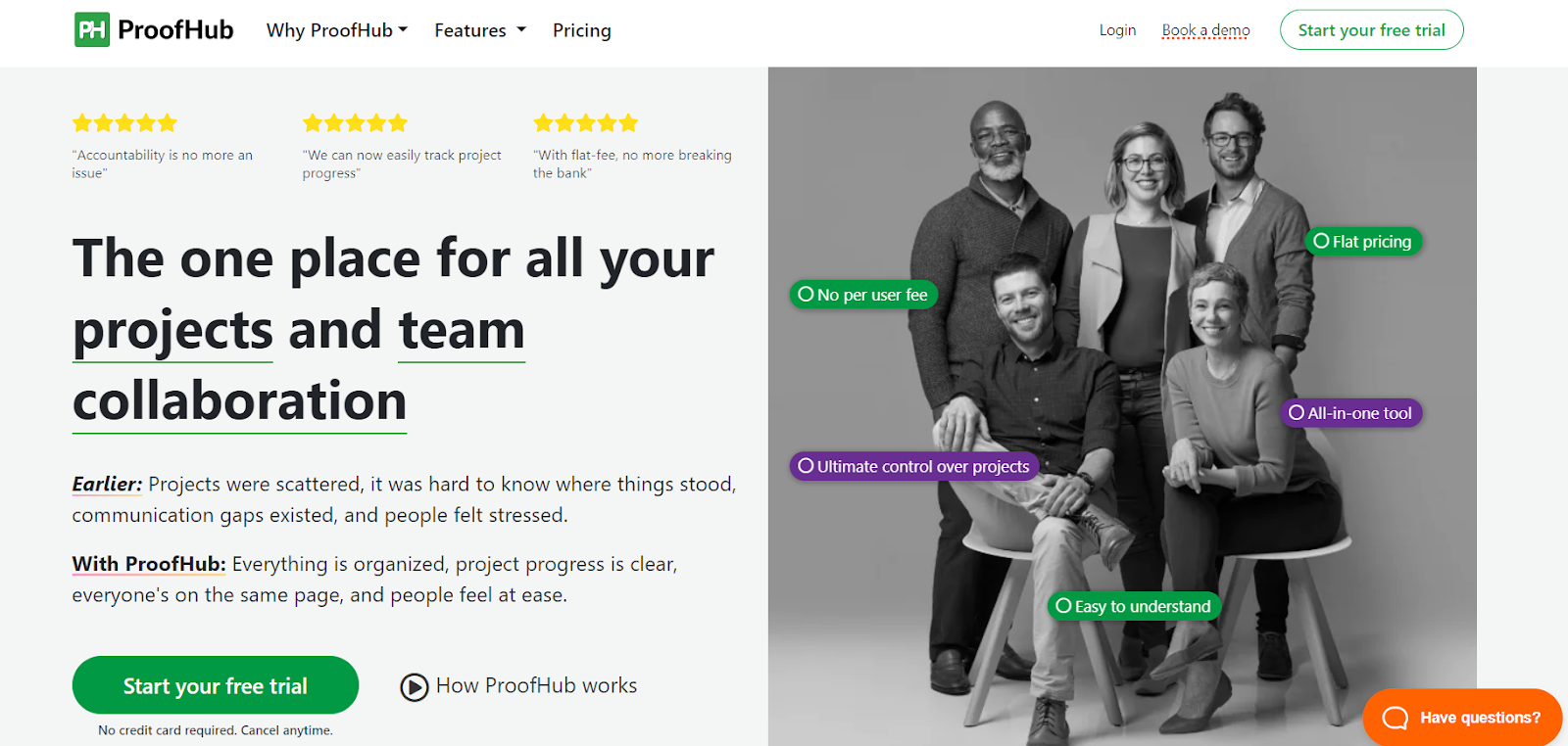 Proofhub website home page