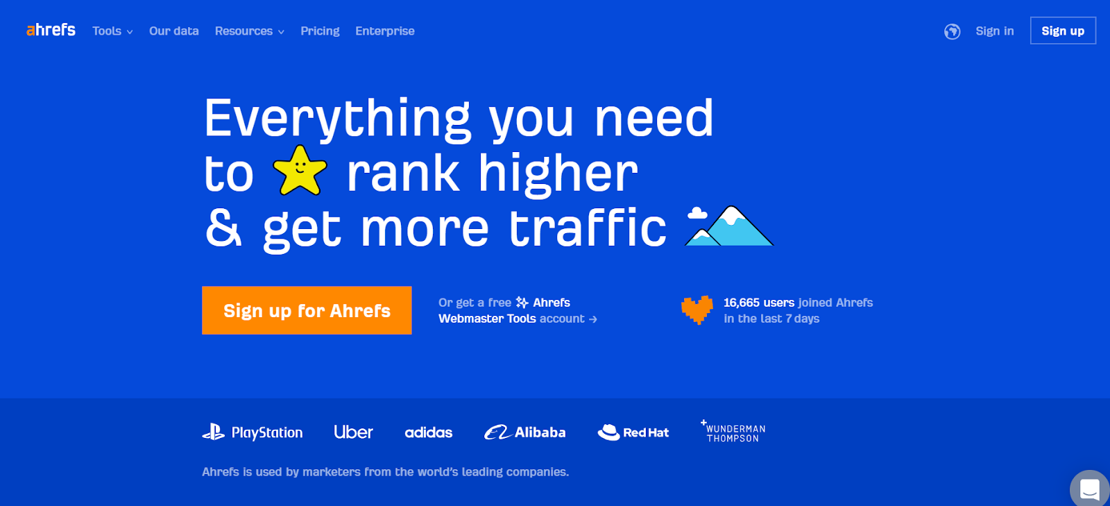 Ahrefs website home page