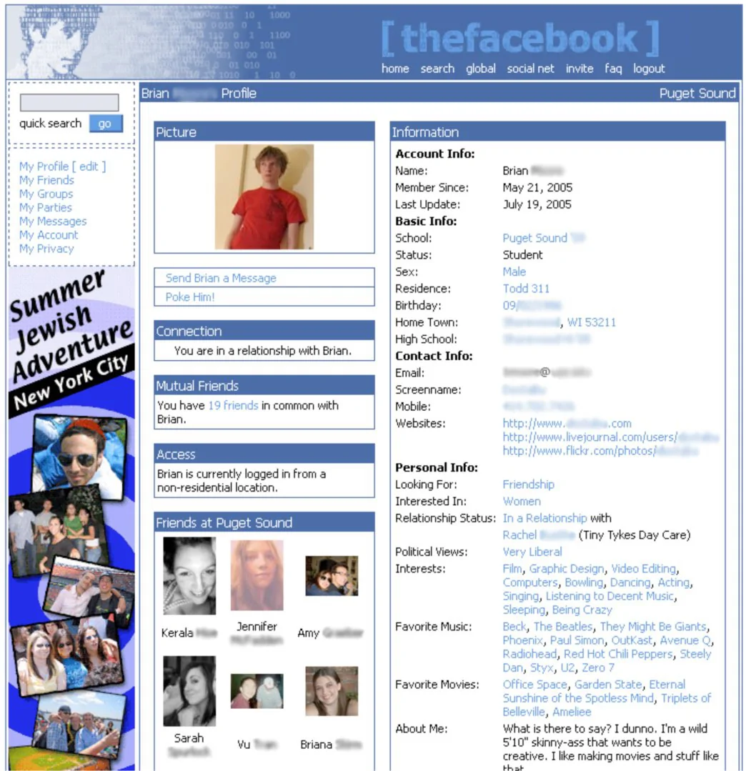 webpage of the facebook with a man in red shirt on the upper left and text field on the right