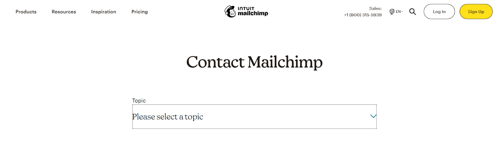 Intuit Mailchimp contact page