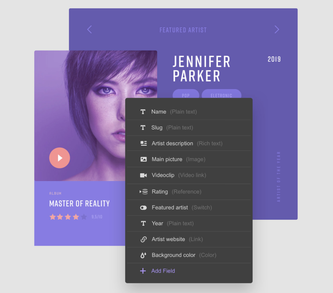 Add or subtract fields to suit your website’s needs (source: Webflow)
