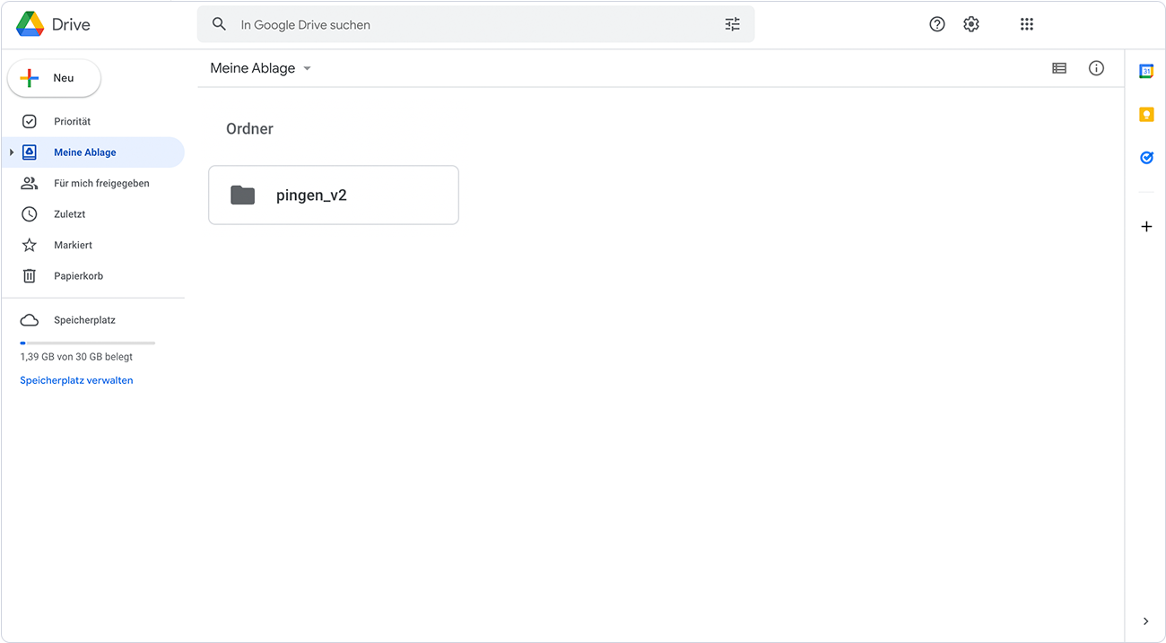 Erstellter Pingen Ordner