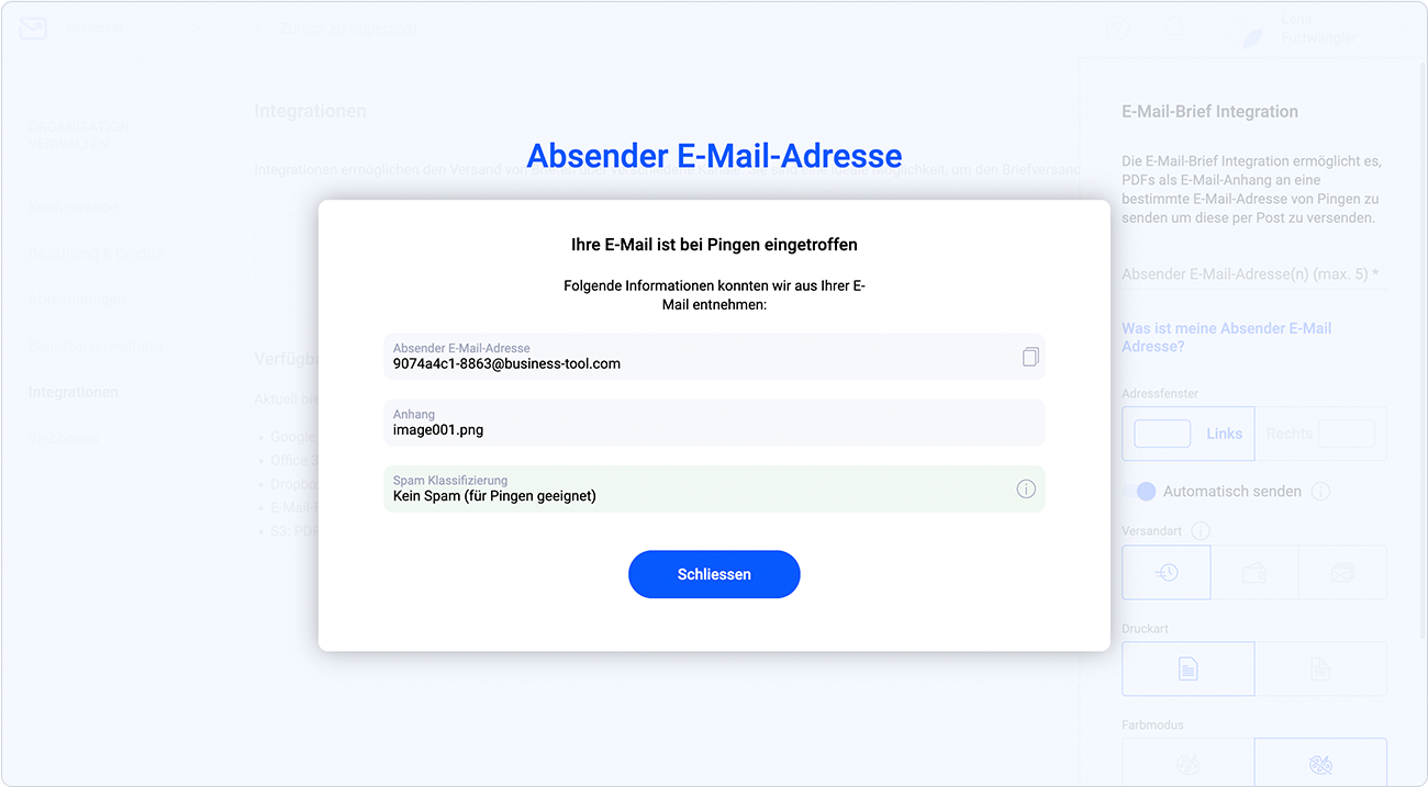 Absender E-Mail-Adresse Prüfung