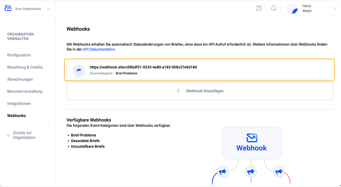 Webhook verwalten