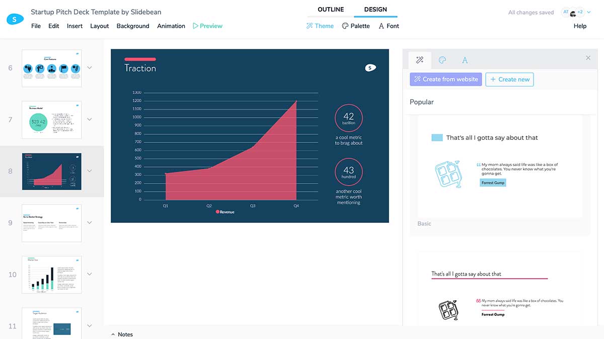 Slidebean Pitch tool for startups