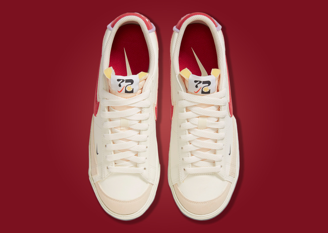 Gym Red Swooshes Shoot Through The Nike Blazer Low 77 Retro Logo