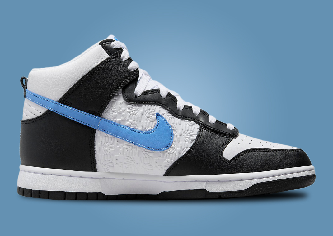 The Dunk High EMB Appears In Black University Blue And White Sneaker News