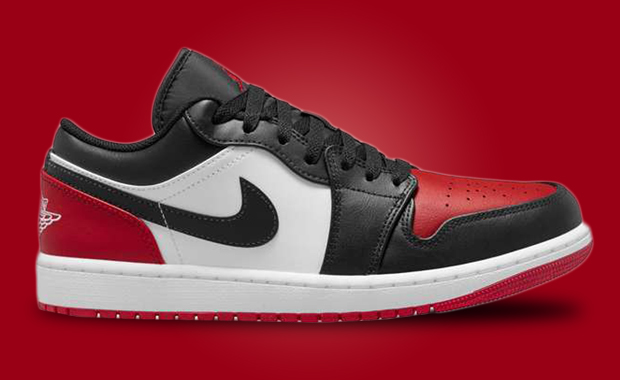 jordan 1 low bred toe on feet
