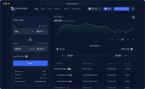 ParaSwap web app page
