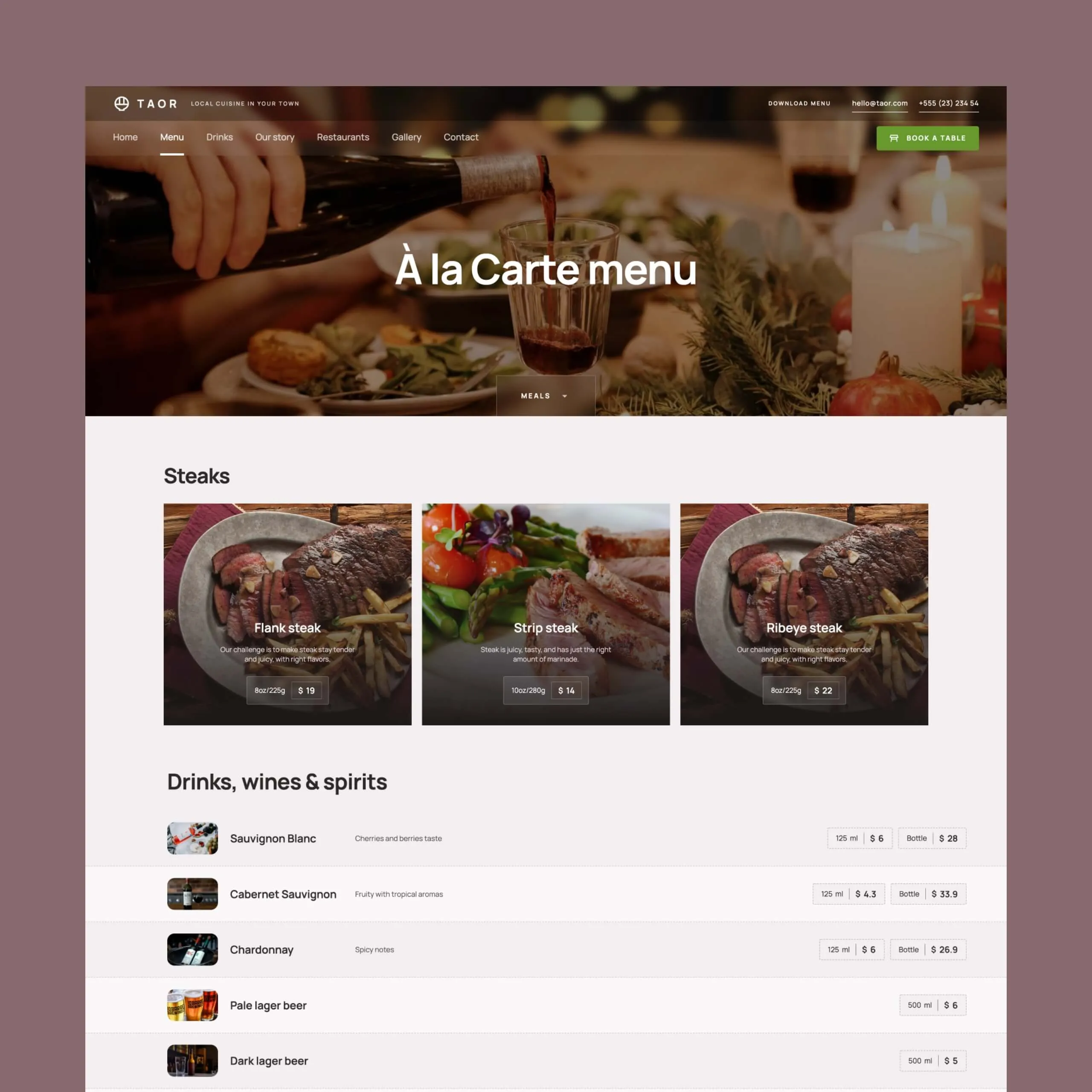 Taor - Restaurant Webflow website template